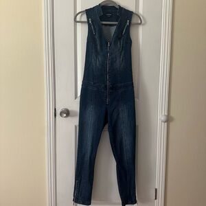 Bebe Skinny Denim Jumpsuit with Zipper Details Size 27/S